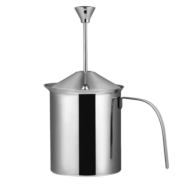 KAKOWELY 304 Stainless Steel Milk Foamer Double Layer Filter Screen Manual Milk Frother Cappuccino Latte Coffee Pitcher Kitchen Ultensil (800cc),9.45"X6.3"X4.33"