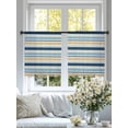 thumbnail image 4 of Blue Khaki Striped Sheer Curtains 45 Inch Length 2 Panels Set Window Treatments, Farmhouse Stripes Modern Abstract Art Rod Pocket Semi Curtains for Living Room/Bedroom/Kitchen Décor, 104"W x 45"L, 4 of 7