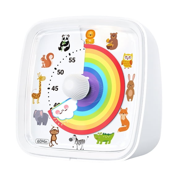 RjnShan Visual Timer with Protective Case, Rainbow Disk 60 Minute Countdown Timer for Teens and Adults, Silent Time Management Tool F