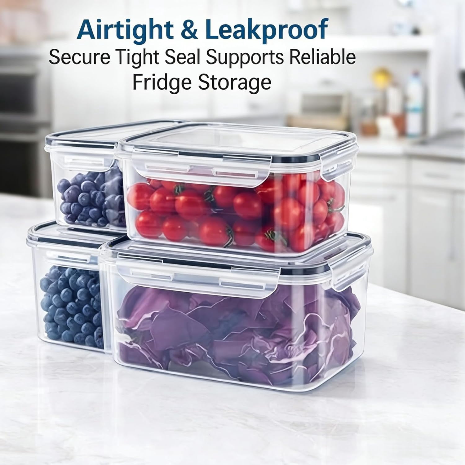 4 In 1 Food Storage Container,Produce Storage Containers for Fridge,Fruit Storage Containers With Removable Colander,Multipurpose Stackable Fruit Storage Containers (3pcs-gray)