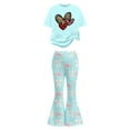 thumbnail image 5 of Gaexia Girl'S 2 Piece Summer Outfits,Valentine's Day Girls Outfit Cute Bow Heart Print Short Sleeve Top With Flare Leg Pants Toddler Two Piece Matching Fashion Clothes,12-13 Years, 5 of 6