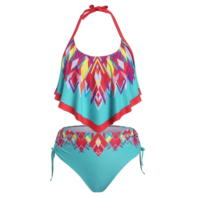 Tamaño más rizado Cinched Geometría baño tankini Rosegal Camisetas sin mangas de talla grande