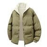 OHMZYZO Men's Sherpa Fleece Lined Quilted Jackets Winter Warm Thick Stand Collar Coat Cold Weather Thermal Jacket