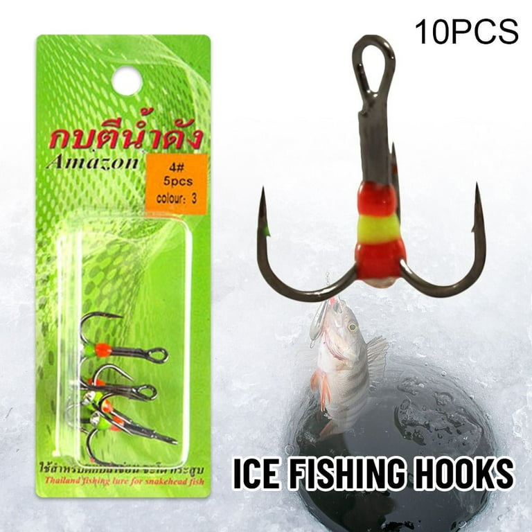 10pcs Durable Sinking Bait Winter Ice Fishing Hooks Tackle Tools Carbon  Steel Three-jaw Hook 4 - Walmart.com