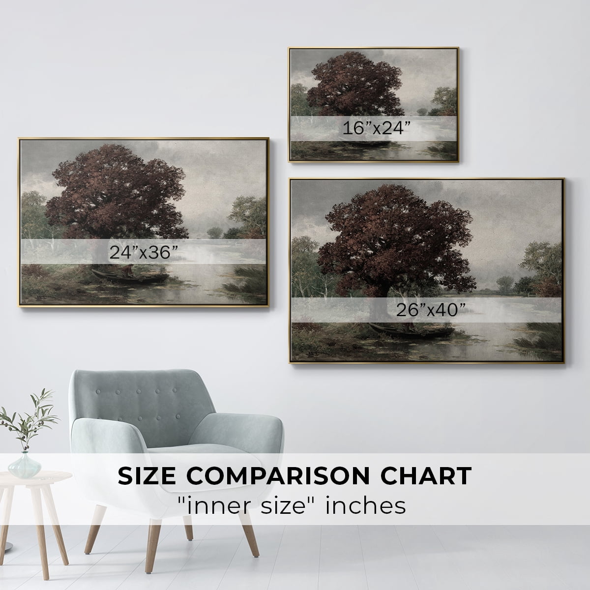 Vintage Landscape-CCCLV By Wexford Home Framed in Gold Wood Gallery Wrapped Canvas 27 in. x 41 in.