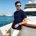 thumbnail image 5 of Quick Dry Polo Shirts for Men Short Sleeve Breathable Pique Knet Golf Business Casual Top Lightweight Athletic T-Shirt Summer Navy M, 5 of 7
