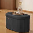 thumbnail image 5 of LEDREM 30" Foldable Storage Ottoman Bench, Velvet Fabric Ottoman with 2 Internal Dividers, Footrest for Bedroom Living Room, Ink Black, 5 of 7