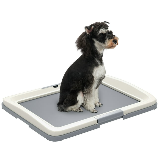PawHut Pee Pad Holder, 25" x 19" Dog Potty Tray for Indoor Outdoor, Grey