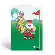 Stonehouse Collection Funny Golfing Christmas Cards, Santa and Reindeer Caddy Design 12 Pack with Envelopes, 6.25 x 4.5 inches (Standard)