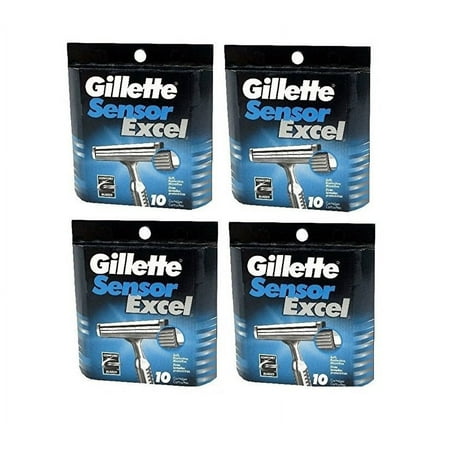 Gillette Sensor Excel Refill Blade Cartridges, 10 Ct. (Pack of 4) + Makeup Blender