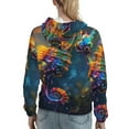 thumbnail image 7 of Daiia Neon Seahorse Underwater Realm Pattern Women's Fashion Hoodies & Sweatshirts with Kangaroo Pocket Hooded Sweatshirt with Eye-catching Drawstrings-Large, 7 of 7
