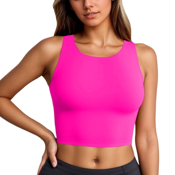 Ticikt Women's Solid Color Swimwear Tankini Top Breathable Comfortable Swim Shirt for Beach Pool Water Activities Summer