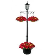 SunRay Cresmont Solar Lamp Post and Planter, with Hanger, Black, Single Head