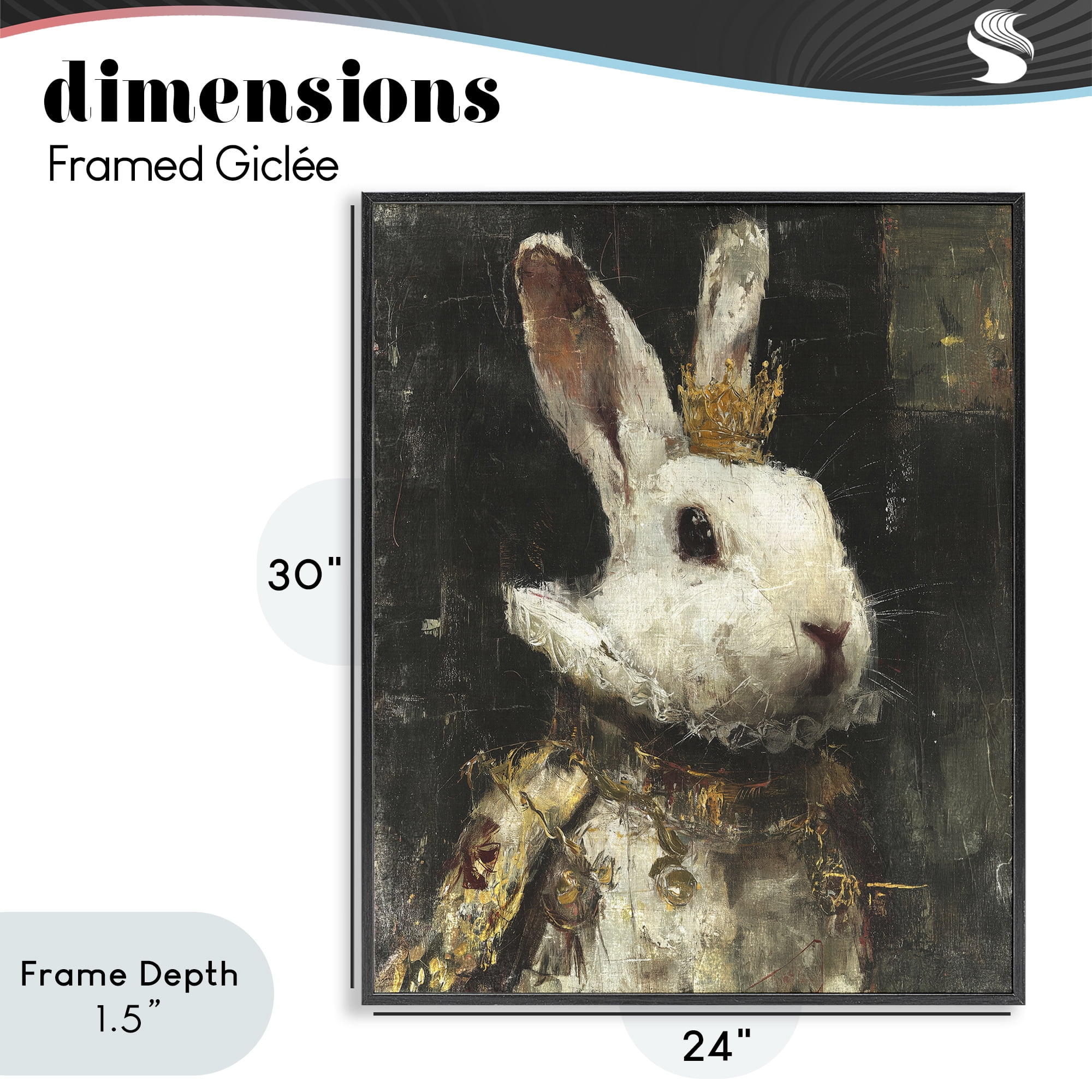 Stupell Industries Regal Hare Portrait Black Framed Giclee Art, design by Svetlana Aleynikova