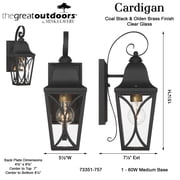 The Great Outdoors 73351-757 Cardigan 15 Tall Outdoor Wall Sconce - Sand Coal Black /