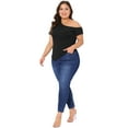 thumbnail image 3 of DARING DIVA Women's Plus One Shoulder Blouse 1X Black, 3 of 6