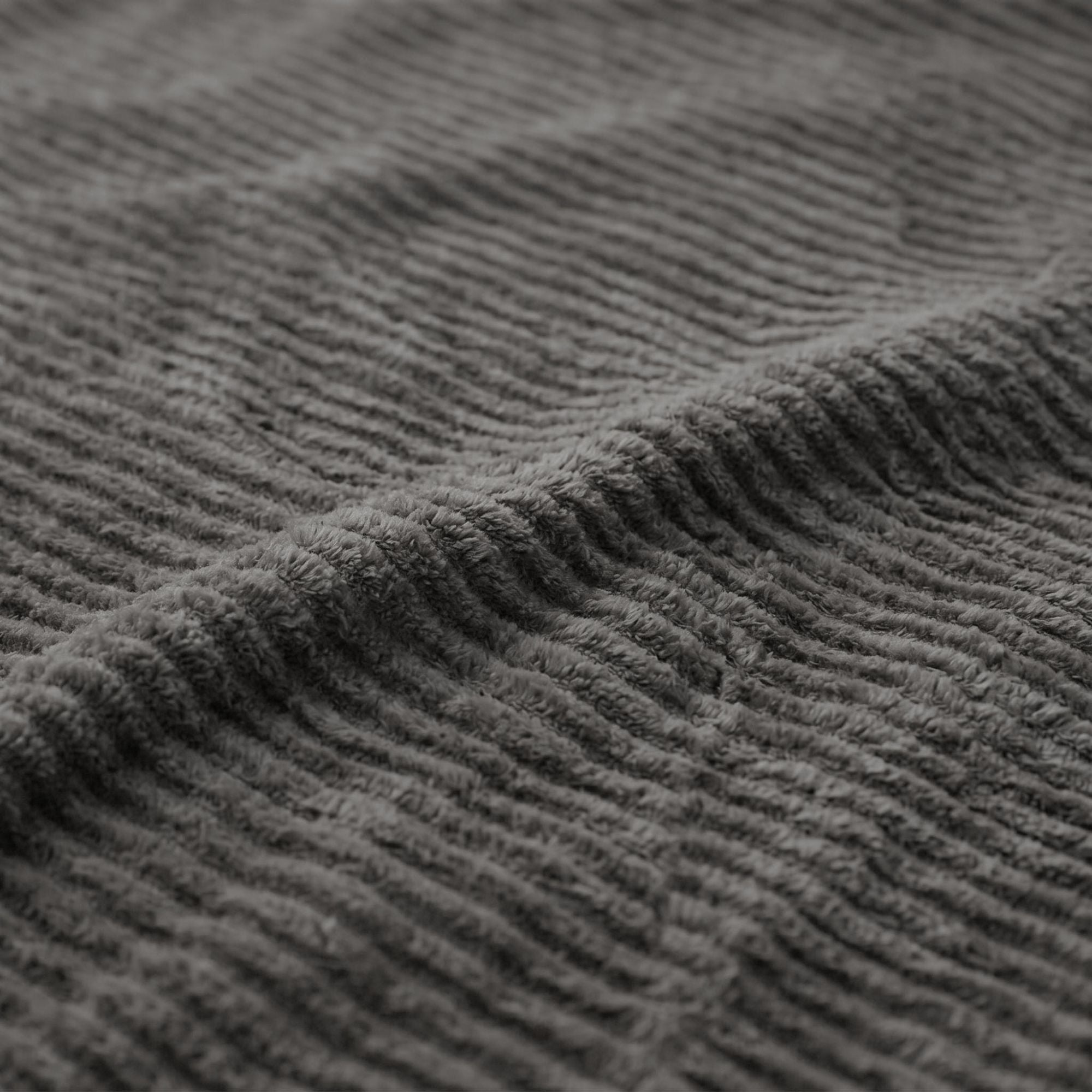 Superior Kacey Ribbed Fluffy Fleece Blanket, Full Queen Size, Charcoal