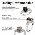 thumbnail image 3 of 925 Sterling Silver Octagon Smoky Quartz Solitaire Ring Costume Unique Stylish Fashion Jewelry for Women Birthday Christmas Gifts for Women for Her Size 11 Ct 2.7, 3 of 7