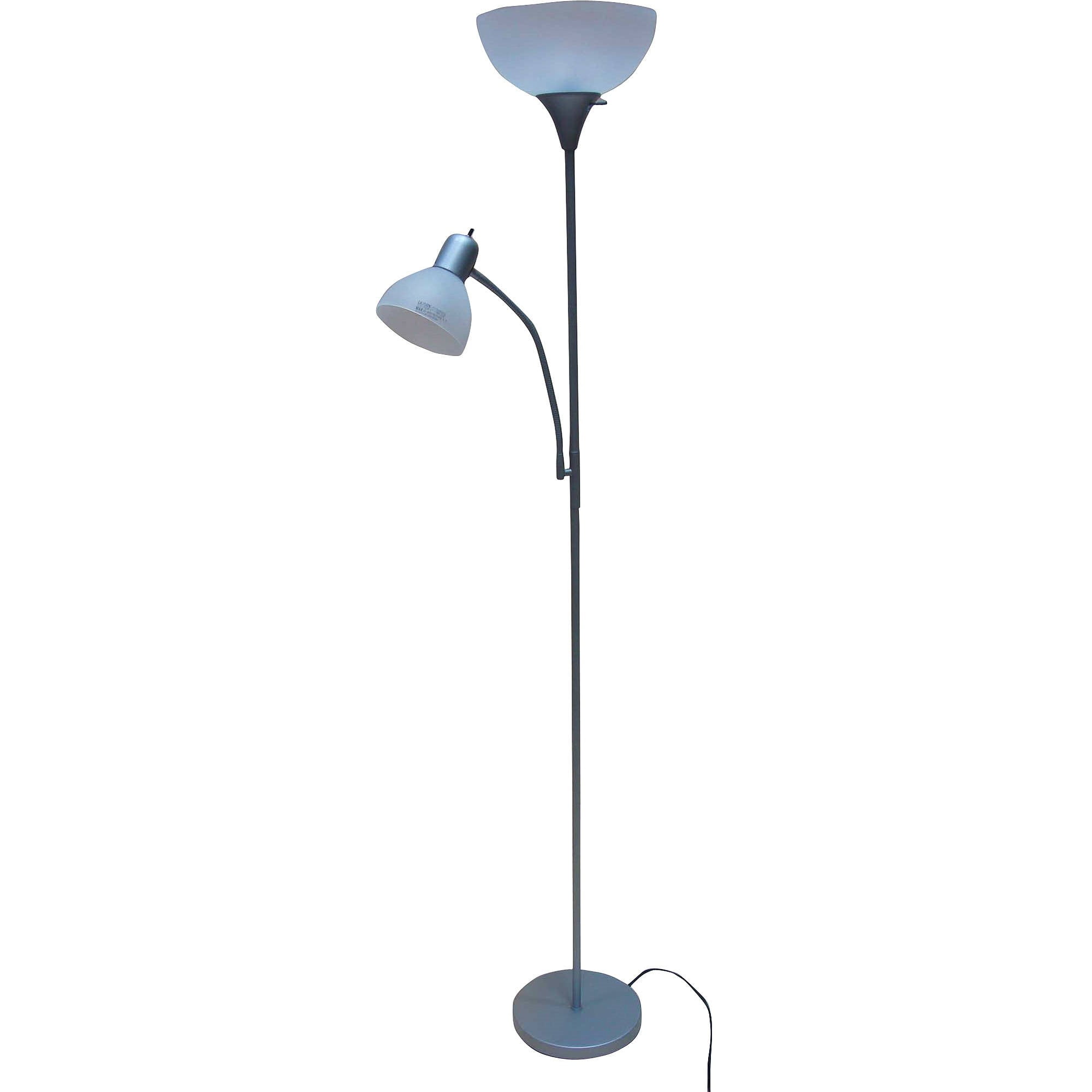 Mainstays 72&39;&39; Combo Floor Lamp with Adjustable Reading Lamp   Silver ...
