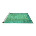 thumbnail image 2 of Ahgly Company Machine Washable Indoor Square Abstract Turquoise Blue Modern Area Rugs, 5' Square, 2 of 4