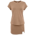 thumbnail image 7 of IWRICH Skort Sets for Women 2 Pieces Summer Casual Outfits Two Pieces Travel Short Sleeve Lined Split Athletic Skirt Sets Khaki XL, 7 of 7