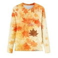 thumbnail image 4 of Craaazy Long Sleeve Shirts for Women Casual Crewneck Pullover Blouse Vintage Maple Leaf Print Loose Tops Gifts, 4 of 4