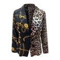 thumbnail image 4 of PVCS Women Buttons Long Sleeve Print Pockets Office Coat Cardigans Suit Jacket Outwear Top, 4 of 5