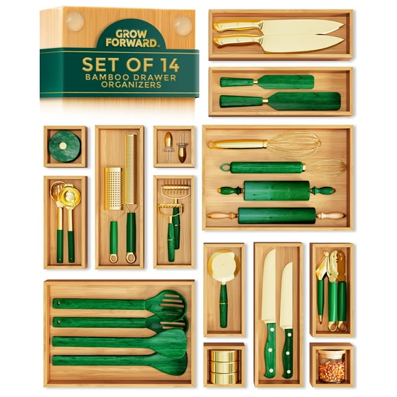 Set organizador de cajones Grow Forward Bamboo, 14 piezas