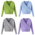 thumbnail image 6 of mgoYE Girl's Dance Wrap Sweater Ballet Top Warm up for Leotards, Dress(Grey,140), 6 of 8