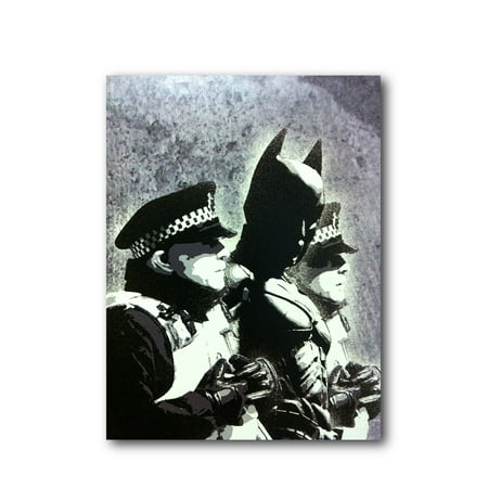 Banksy Batman Police Arrest Brushed Aluminum Metal Print (14" x 11")