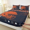 thumbnail image 3 of jejeloiu Football Games Helmet Bed Sheets,Black Orange King Sheets For Rugby Gamer 4 Pieces, 3 of 7