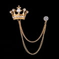 thumbnail image 3 of Ayyufe Unisex Crown Shape Brooch Tassel Chain Lapel Pin Retro Corsage Suit, 3 of 6