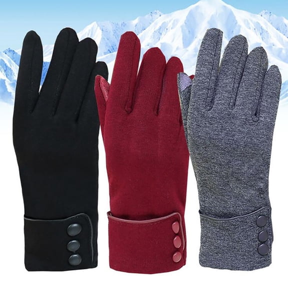 Lovzfmll Women's Solid Color Touchscreen Gloves, Winter Knit Gloves with Fleece Lining, Smartphone Compatible for Cold Weather, Red