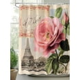 thumbnail image 2 of Shower Curtain Flowers Pink Shower Curtains for Bathroom, Waterproof Polyester Shower Curtain Set with Hooks, Extra Long 72" x 96" Eiffel Tower Vintage, 2 of 6