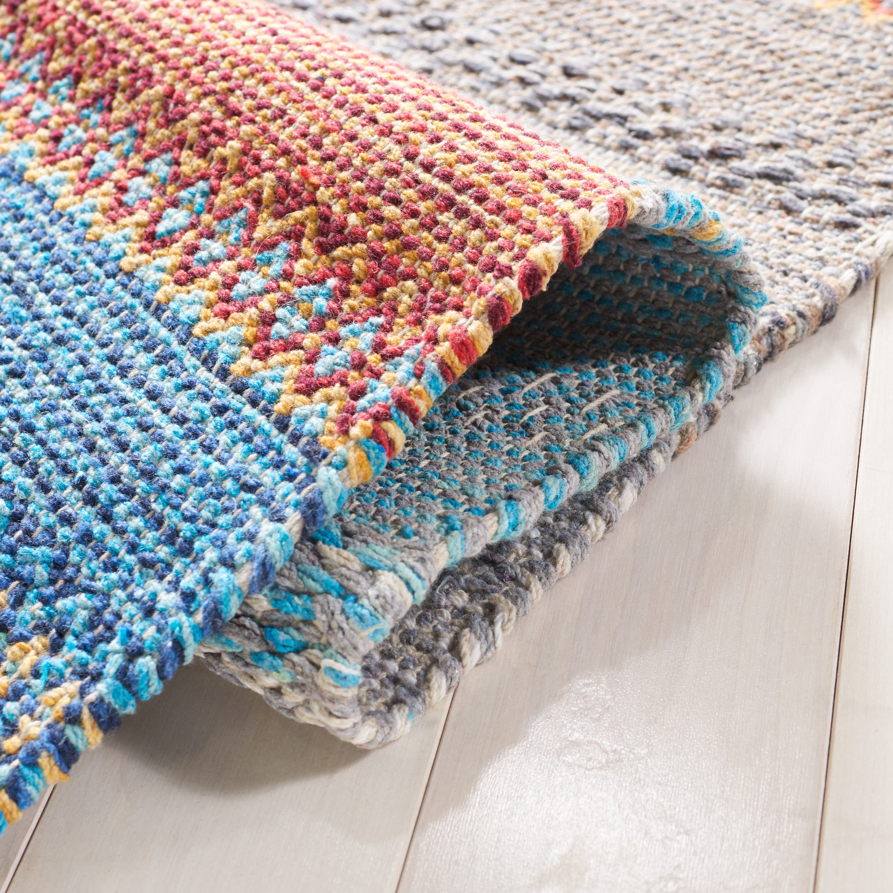 SAFAVIEH Montauk Albine Striped Cotton Area Rug, Grey/Orange, 5' x 8'