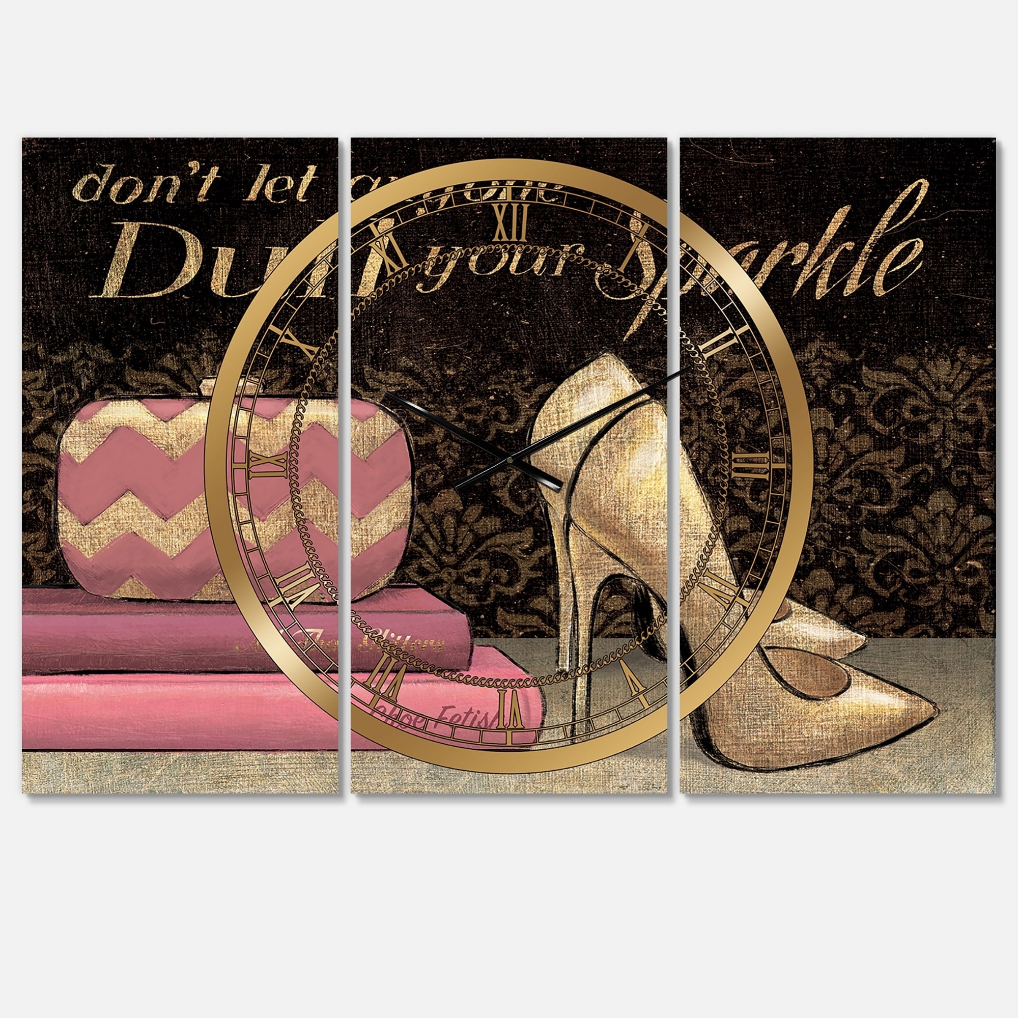 Designart 'Gold Fashions High Heels' Traditional wall clock