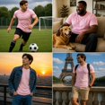 thumbnail image 5 of MANARC Men’s 100% Cotton T Shirt – Crew Neck, Short Sleeve, Regular Fit | Soft Breathable Fabric | Premium Everyday Basic Comfort Fit X-Large Pink Plain Tee for Casual & Daily Wear, 5 of 6
