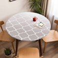 thumbnail image 5 of Beige White Ombre Gradual Color Elastic Fitted Round Table Cover Morocco Pattern Waterproof Outdoor Tablecloth for Holiday Party, Picnic, Patio & Dining Fits Tables Up to 55"-60", 5 of 8
