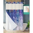 thumbnail image 2 of No Hook Shower Curtain with Snap in Liner, Abstract Spring Blue Flowers Plants Oil Painting Hotel Shower Curtains for Bathroom, Washable Shower Curtain Liner Set with Mesh Top Window, 36"x72", 2 of 6