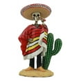 thumbnail image 3 of Day Of The Dead Skeleton El Bandito With Poncho Sombrero Puffing Cigar Statue, 3 of 8