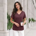 thumbnail image 6 of SUNBS T Shirts for Women V Neck Blouses Summer Casual Short Sleeve Top Cute Basic Trendy Outfits Fashion, 6 of 7