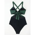 thumbnail image 6 of Cupshe Women's Vacation One Piece Swimsuit Colorblock Wrapped Crisscross Bathing Suit Gree, 6 of 8