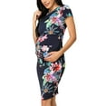 thumbnail image 5 of Biekopu Women's Summer Floral Print Pregnancy Dress Short Sleeve Round Neck Baby Shower Dress, 5 of 6