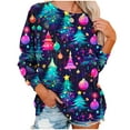 thumbnail image 5 of YUGYXL Deals Christmas Sweatshirts for Women Plus Size Crewneck Long Sleeve Xmas Tree Print Shirts Casual Cute Funny Pullover Tops A Multicolor XL, 5 of 7