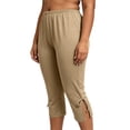 thumbnail image 3 of Womens Capris Plus Size Beach Vacation Casual Loose 7/8 Length Pants with Pockets Summer High Waisted Drawstring Pants, 3 of 8