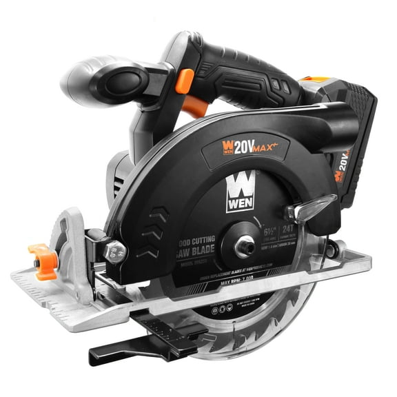 WEN 20V Max 6.5-Inch Cordless Circular Saw with 4.0 Ah Lithium-Ion Battery and Charger