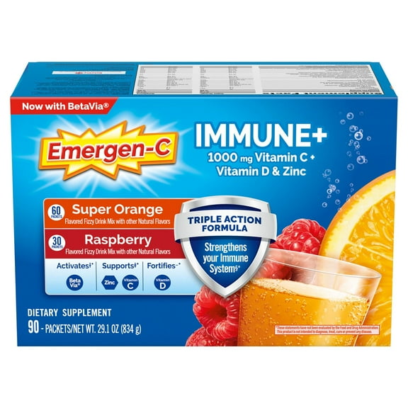 Emergen-C Immune+ Triple Action Vitamin C Powder, 1000mg, 90 ct.