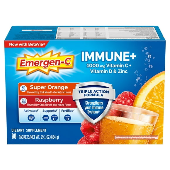Emergen-C Immune+ Triple Action Vitamin C Powder, 1000mg, 90 ct.