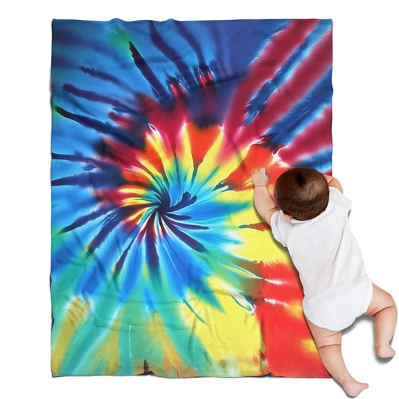 Colorful Rainbow Tie Dye Spiral Pattern Blanket,Comfortable Soft Flannel Throw Blanket,All Season,Warm Lightweight Blankets for Sofa Bed Couch Living Room Chair,30"x40"