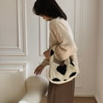 thumbnail image 4 of Love Heart Autumn Winter Warm Fluffy Tote Bags Soft Female Travel Purses Underarm Bags Plush Women's Bag Handbag Shoulder Bags BEIGE, 4 of 8